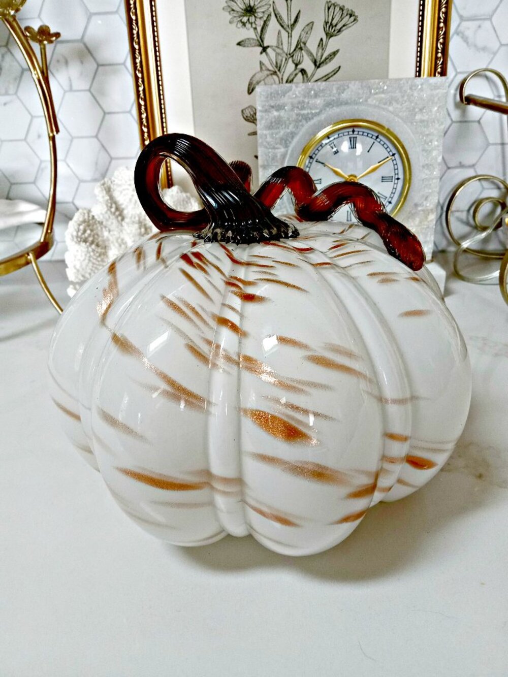 NEW! EXQUISITE SOLID Hand BLOWN GLASS PUMPKIN